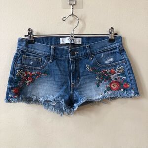 Abercrombie and Fitch Embroidered Denim Shorts
